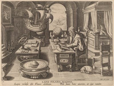 Lapis Polaris, Magnes (De Magneet) door Hans Collaert the Younger after Jan van der Straet