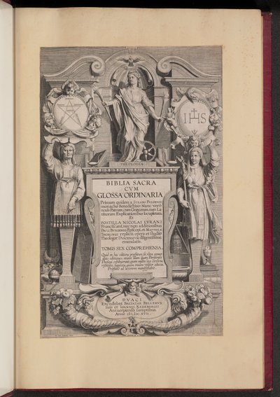 Titelpagina voor Biblia Sacra Cvm Glossa Ordinaria door Hans Collaert the Younger after Sir Peter Paul Rubens
