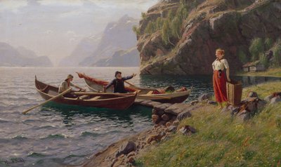Dagelijks leven in fjordenlandschap door Hans Dahl