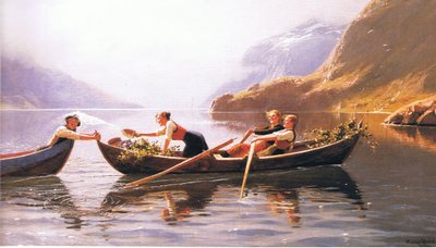 Speels op het meer, uit onbekende bron door Hans Dahl