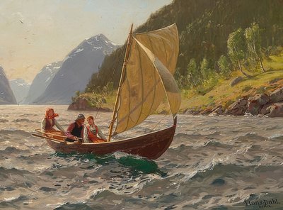 Zeiltocht in Noorse fjordlandschap door Hans Dahl
