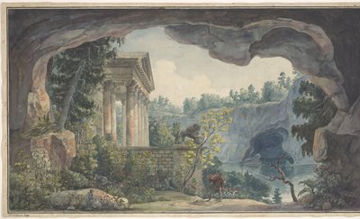 Theaterdecor voor de opera Frigga door Hans Gottlob Hensigen