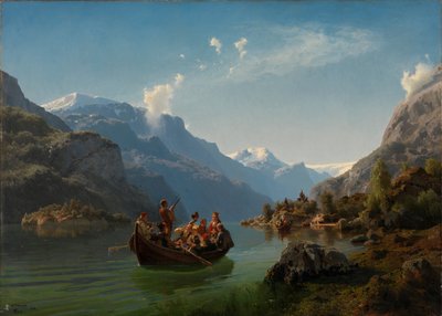 Bruidsreis in Hardanger door Hans Gude