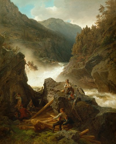 Rukkedals rivier, Nes in Hallingdal door Hans Gude