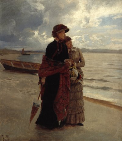 Wandeling op het strand, Rügen door Hans Gude