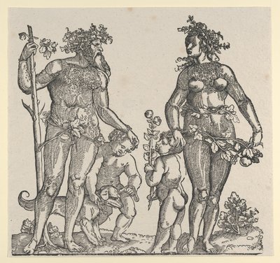 Wilde man en wilde vrouw, 1545 door Hans Guldenmond