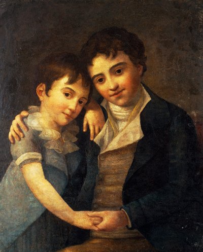 Portret van Franz Xaver Wolfgang (1791-1844) en Karl Thomas (1784-1858), zonen van Wolfgang Amadeus Mozart (1756-1791) door Hans Hansen