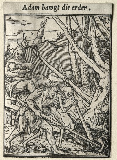 Dans van de Dood: Adam bewerkt de grond door Hans Holbein