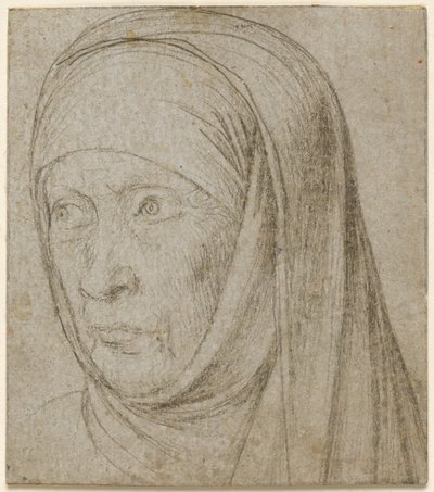 Hoofd van een oude vrouw, c. 1500 door Hans Holbein