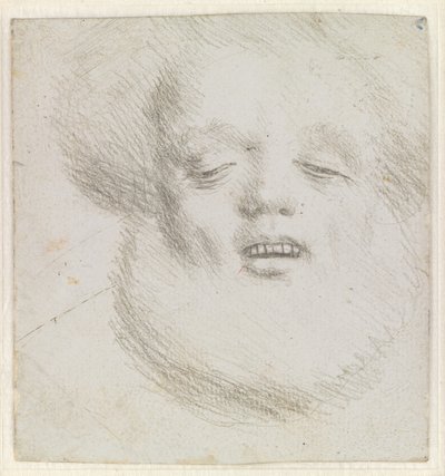 Hoofd van een bebaarde man van onderaf gezien door Hans Holbein d.Æ.