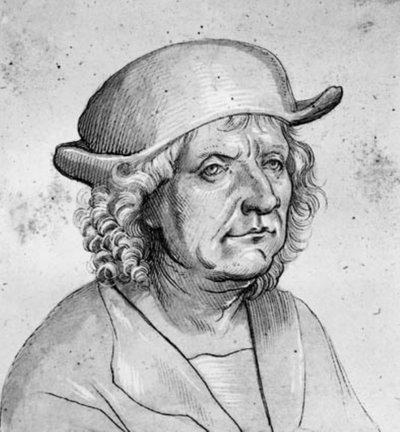 Portret van de goudsmid Jörg Seld in driekwart profiel naar rechts door Hans Holbein d.Æ.