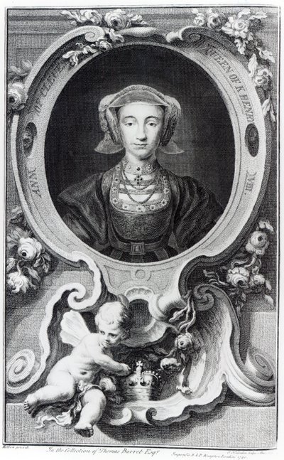 Anna van Kleef, gegraveerd door Jacobus Houbraken, 1740 door Hans Holbein der Jüngere