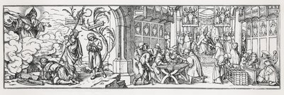 Anti-katholieke karikatuur die de corruptie van de paus aan de kaak stelt door Hans Holbein der Jüngere