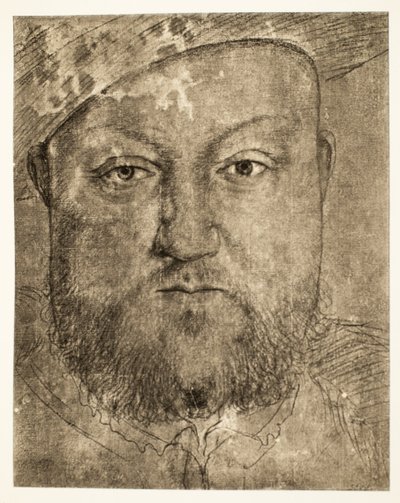 Hendrik VIII krijttekening, ca. 1540, pub. 1902 door Hans Holbein der Jüngere