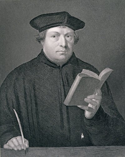 Martin Luther (1483-1546), gegraveerd door W. Holl, uit 