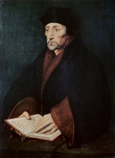 Portret van Desiderius Erasmus (1466-1536) van Rotterdam door Hans Holbein der Jüngere