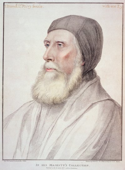 Portret van John Russell 1e Graaf van Bedford (1485-1555) gegraveerd door Francesco Bartolozzi (1727-1815) door Hans Holbein der Jüngere