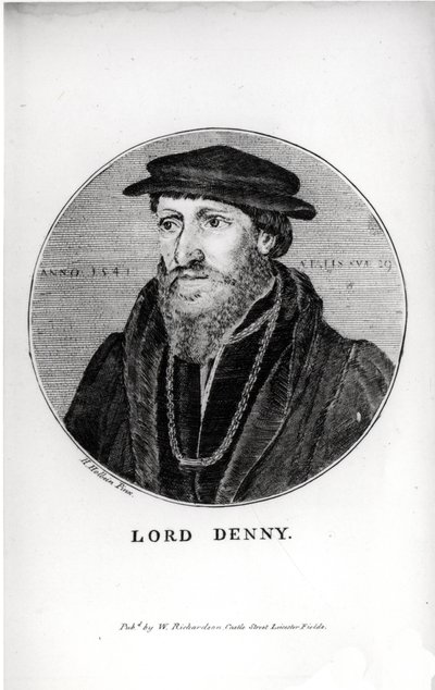 Portret van Sir Anthony Denny (1501-49) in 1541, gegraveerd door W. Richardson door Hans Holbein der Jüngere