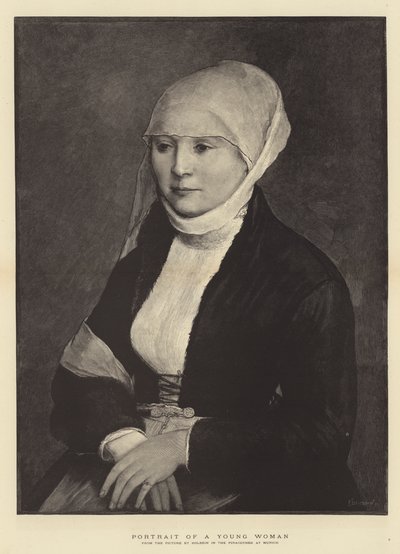 Portret van een Jonge Vrouw door Hans Holbein der Jüngere