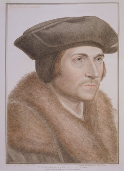 Thomas More, Lord Chancellor (1478-1535) gegraveerd door Francesco Bartolozzi (1727-1815) door Hans Holbein der Jüngere
