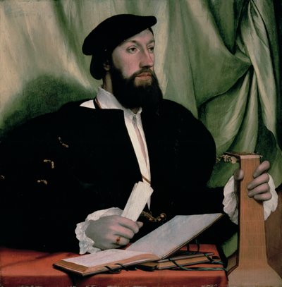 Onbekende heer met muziekboeken en luit, c.1534 door Hans Holbein der Jüngere
