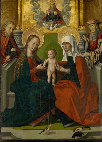 Sint Anna met de Maagd en Kind, Jozef, Joachim, God de Vader en de Heilige Geest door Hans Holbein the Elder