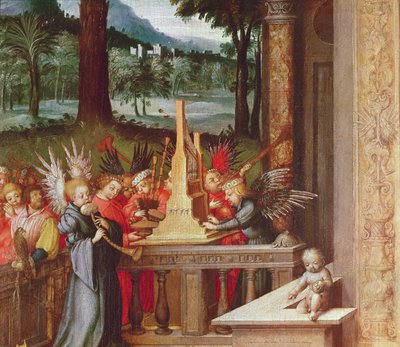 Maagd, kind en heiligen (detail) door Hans Holbein the Elder