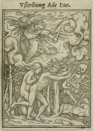 Adam en Eva verdreven uit het paradijs door Hans Holbein the Younger