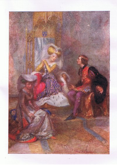 En wat zeg je dan tegen mijn liefde? (Koning Hendrik V), uit De Volledige Werken van Shakespeare gepubliceerd door George Harrap & Co Ltd, 1920s door Hans Holbein der Jüngere