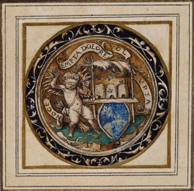 Cupido gestoken door bijen - Ontwerp voor een hanger of hoedenspeld, ca. 1532-43 door Hans Holbein der Jüngere
