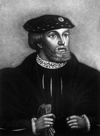 Edward Stafford 3e Hertog van Buckingham (1478-1521) oprichter van het Magdalen College in Cambridge onthoofd voor verraad in 1521 (gravure) door Hans Holbein der Jüngere