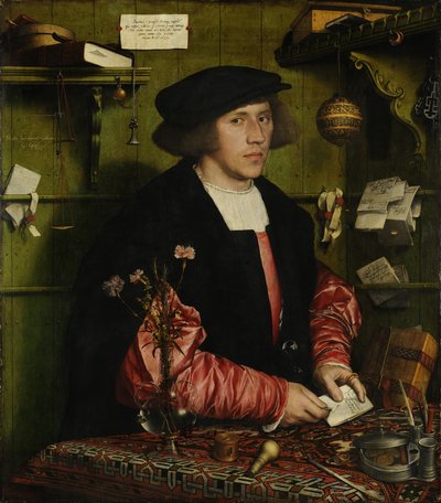 Duits: Der Kaufmann Georg Gisze De koopman Georg Gisze door Hans Holbein the Younger