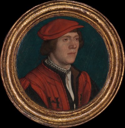 Portret van een man met een rode pet, 1532-35 door Hans Holbein der Jüngere