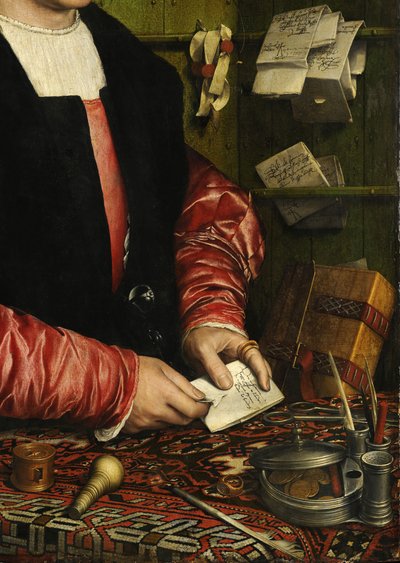 Portret van de koopman George Gisze door Hans Holbein the Younger