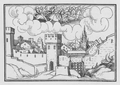 Tekenen en symbolen gezien in Jeruzalem, 2 Makkabeeën V, 2 door Hans Holbein der Jüngere
