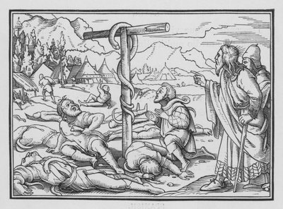 De koperen slang, Numeri XXI, 9 door Hans Holbein der Jüngere