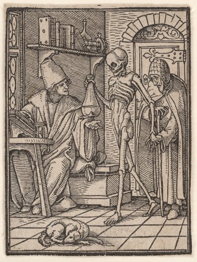 De dokter (of arts), uit "De dodendans" door Hans Holbein the Younger