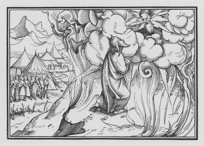De angstaanjagende aanwezigheid van God op de berg, Exodus XIX, 18 door Hans Holbein der Jüngere