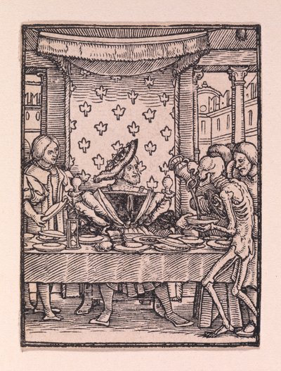 De koning, uit "De dodendans" door Hans Holbein the Younger