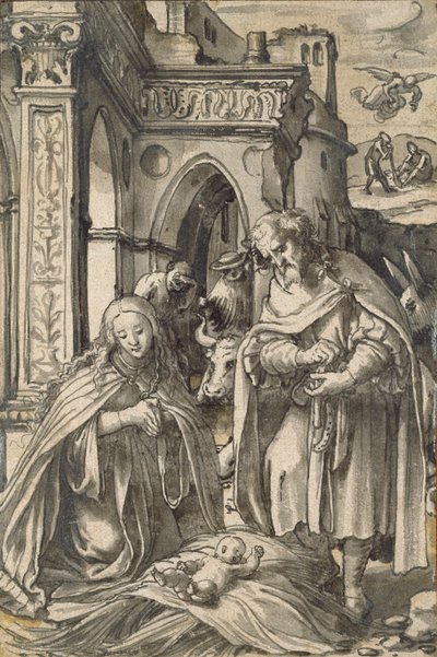 De Geboorte van Christus, vroege 16e eeuw door Hans Holbein der Jüngere