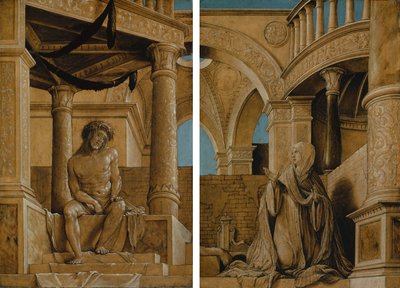 De peinzende Christus en de rouwende Maagd Maria door Hans Holbein der Jüngere
