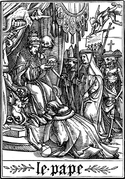 De paus bezocht door de dood, 1538 door Hans Holbein der Jüngere