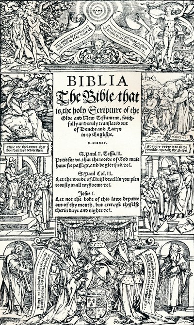 Titelpagina van Coverdales Engelse Bijbel, 1535 door Hans Holbein der Jüngere