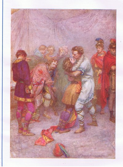 Waarom heb je je getrouwde vrouw van je afgeworpen? (Cymbeline), uit The Complete Works of Shakespeare gepubliceerd door George Harrap & Co Ltd, 1920s door Hans Holbein der Jüngere