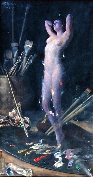 In het atelier: Visioen van de kunstenaar, c.1900 door Hans Holtzbecher