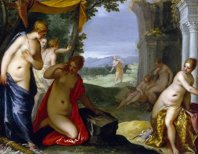 Diana en Actaeon door Hans I or Johann Rottenhammer