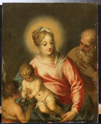 De Heilige Familie met Johannes de Doper door Hans I or Johann Rottenhammer