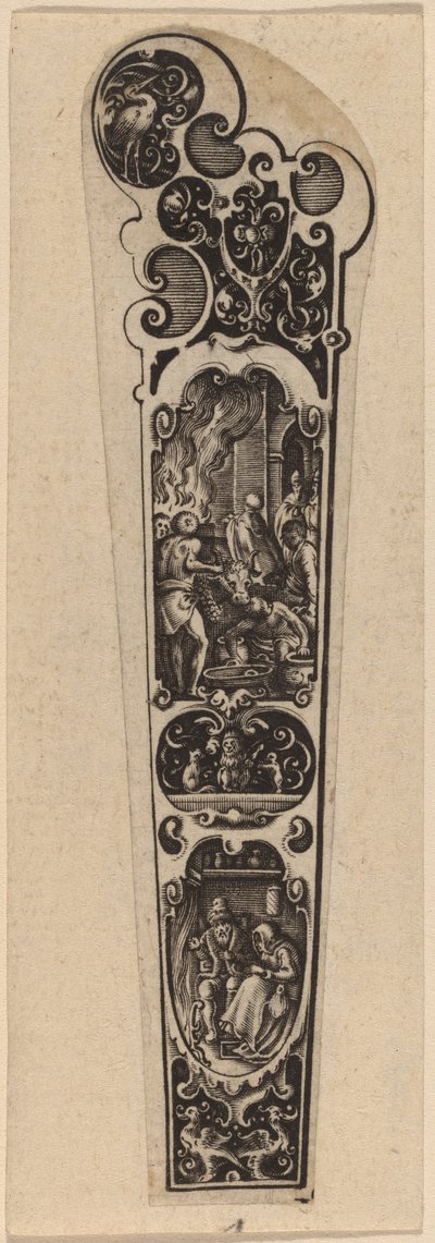 Handvat voor Mes of Vork, Versierd met Figuren door Hans Janssen
