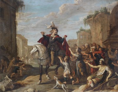 Sint Maarten die zijn mantel verdeelt door Hans Jordaens III