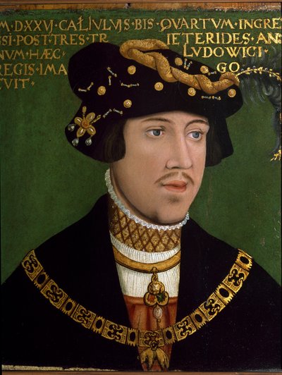 Portret van Lodewijk II van Hongarije (Lodewijk Jagellon) door Hans Krell